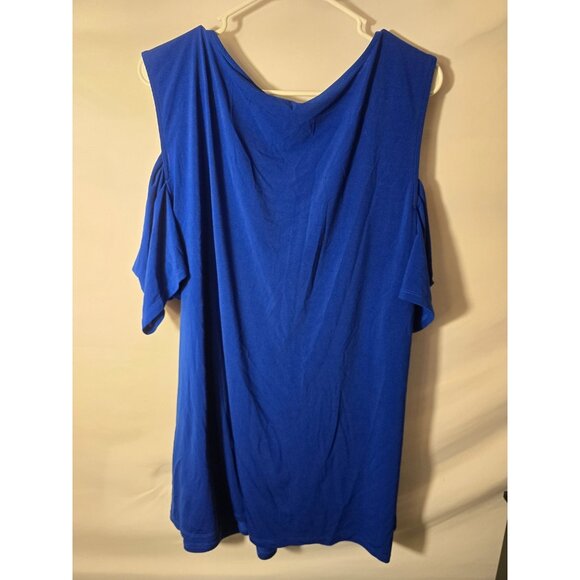 Torrid Blue Blouse Shirt Top Cold Shoulder Tunic Womens Plus Size 5 5X Long - Picture 2 of 2